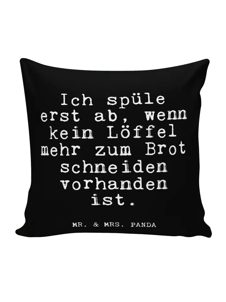 

Подушка Mr & Mrs Panda 40x40 Ich spüle erst ab, черный