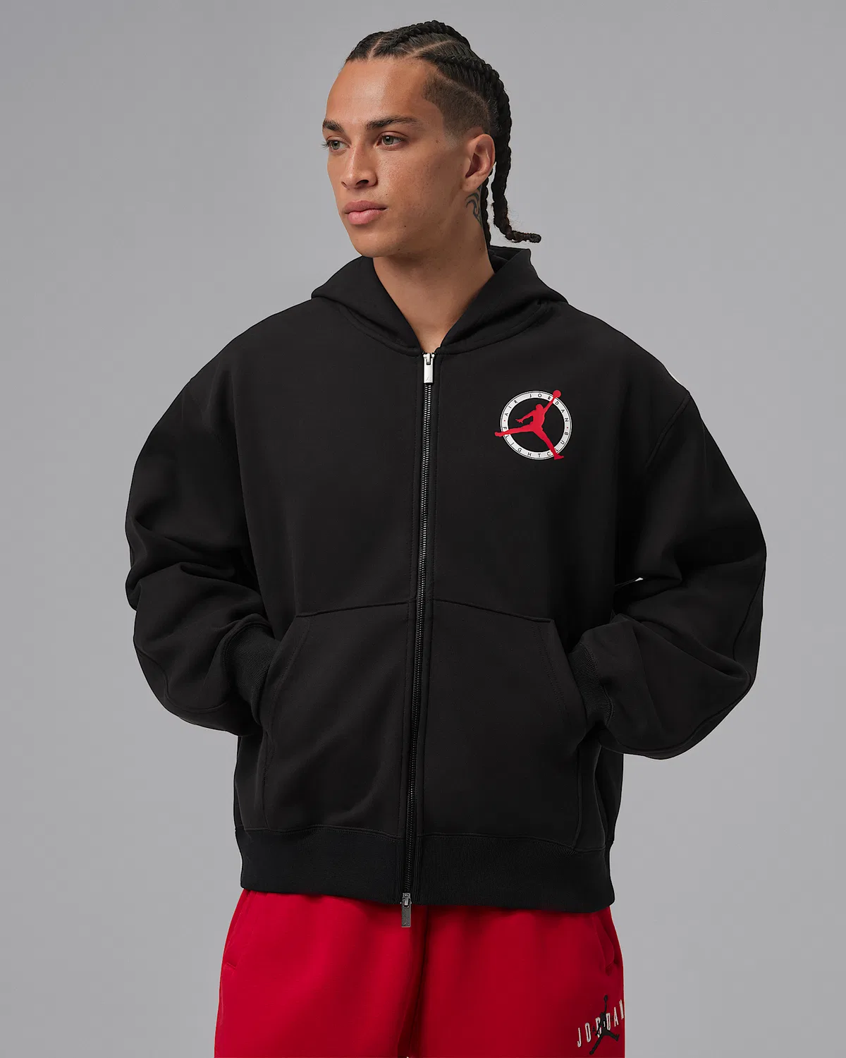 Мужская флисовая кофта на молнии Jordan Flight Club Fleece, Black — фото 2