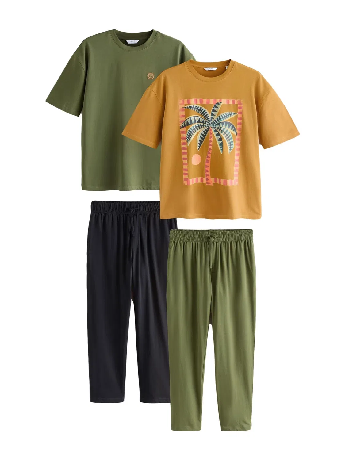 Длинная пижама Next, Olive/Pastel Orange