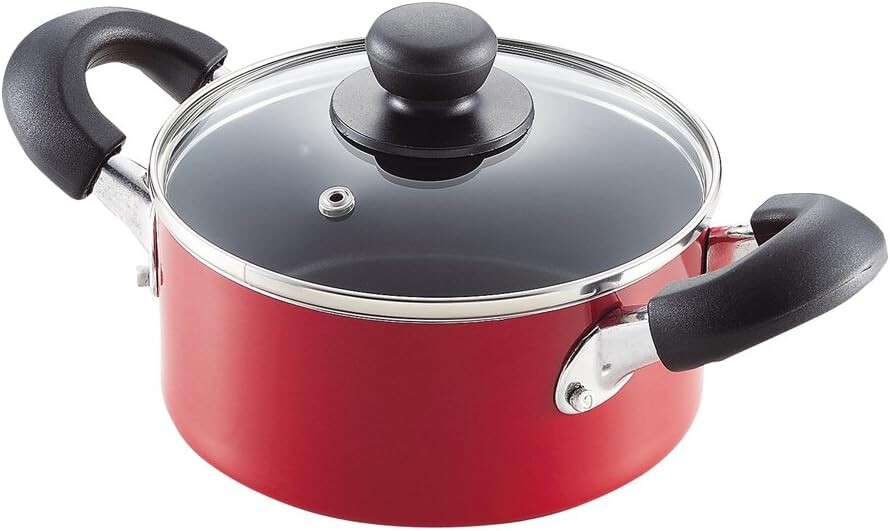

Pearl Metal HB-2184 Двуручная кастрюля, 6,3 дюйма (16 см), стеклянная кастрюля с крышкой, индукционная, фторсодержащая, компактная, Let