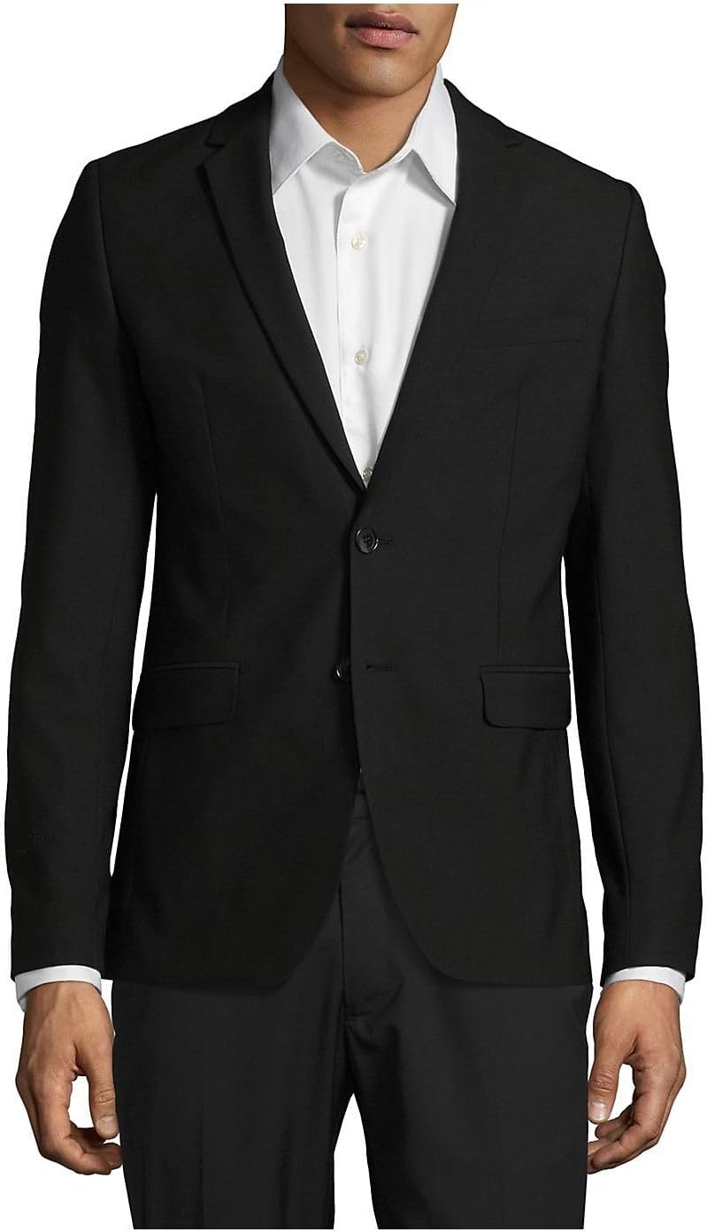 

Пиджак-блейзер Calvin Klein Slim Fit с двумя пуговицами и отворотами в полоску из двухслойной ткани, Black