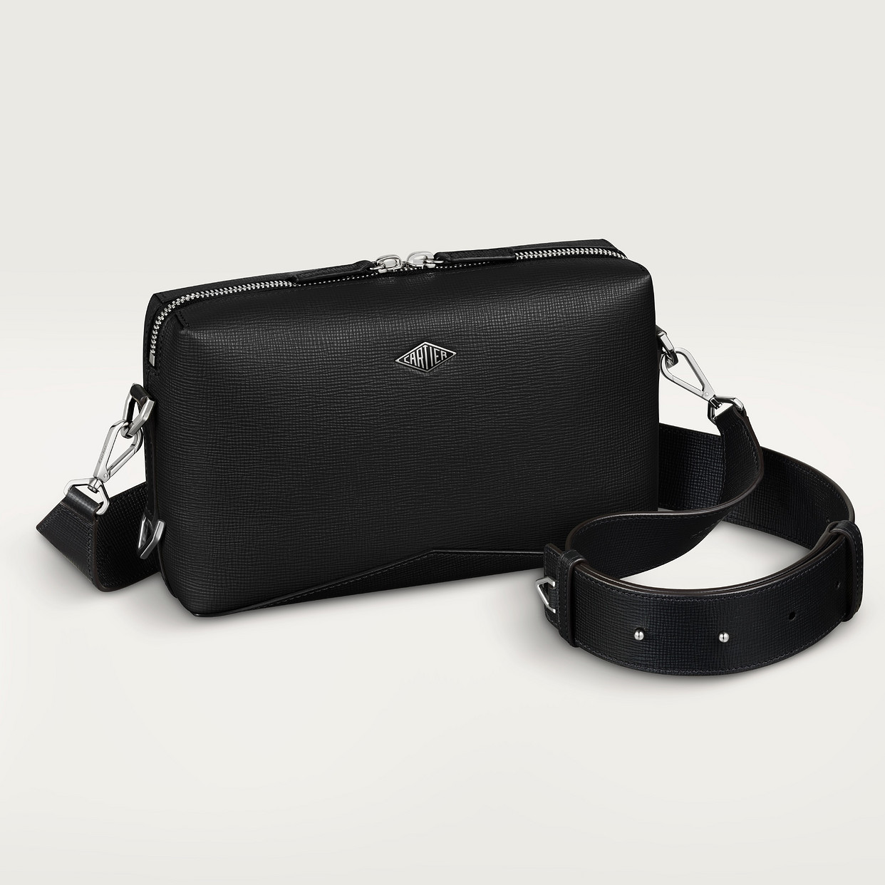 

Мужская деловая сумка Cartier Sac bandoulière , Cartier Losange, черная зернистая телячья кожа