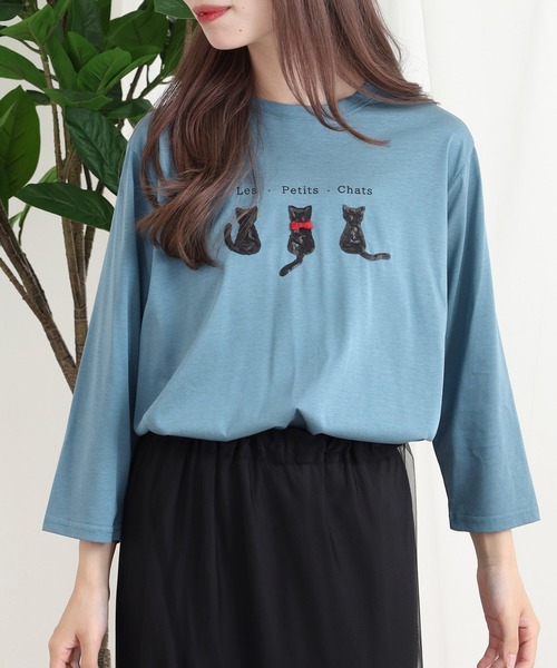 

BRODIAEA Топ с пайетками и изображением кошки, бренд Brodiae, сине-зеленый