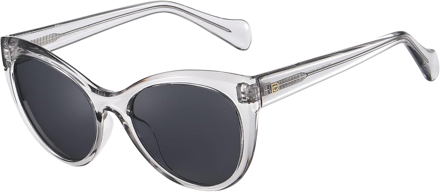 

Винтажные солнцезащитные очки DUCO «кошачий глаз» для женщин, модные поляризованные солнцезащитные очки большого размера, дизайнерские очки 2350, Clear Frame Grey Lens