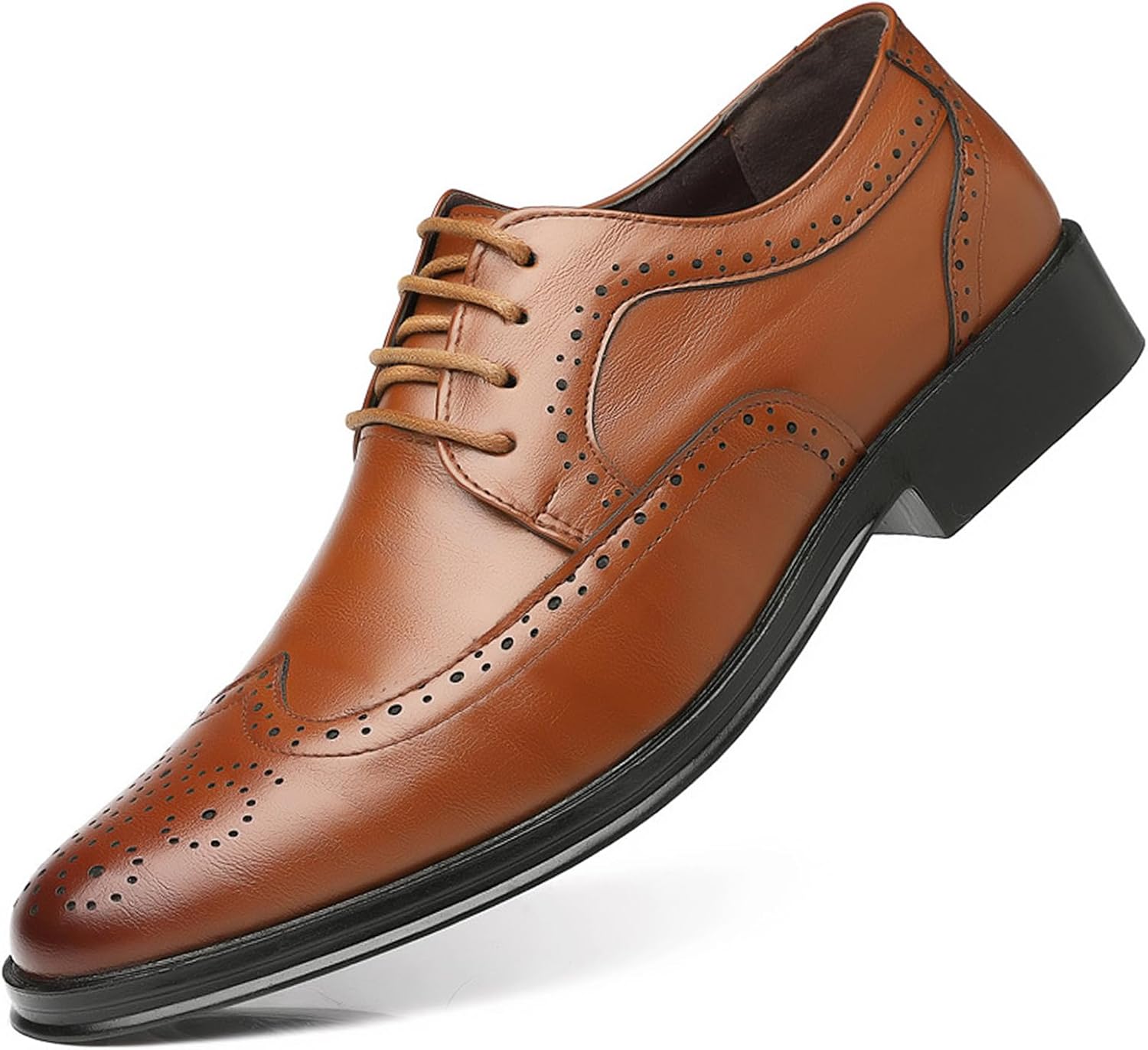 

Мужские классические оксфорды с шнуровкой, крыльями и брогированием, кожаные деловые формальные дерби Optigard, коричневый