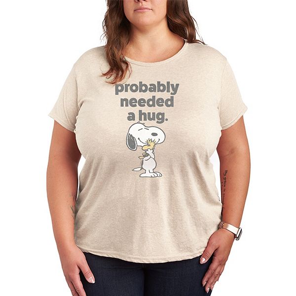 

Футболка с принтом "Peanuts Snoopy & Woodstock probably needed a hug" Plus size Licensed Character, Beige, Коричневый, Футболка с принтом "Peanuts Snoopy & Woodstock probably needed a hug" Plus size Licensed Character, Beige