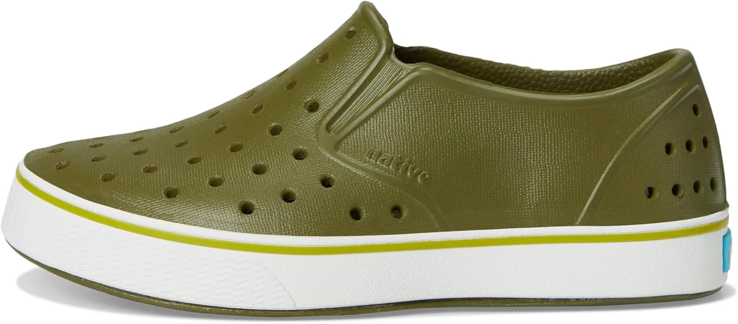 Кроссовки без шнурков Native Shoes Miles для детей, унисекс, зеленый/белый — фото 4