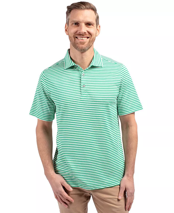 

Мужская поло Virtue Eco Pique Stripe из переработанного материала Cutter & Buck, зеленый