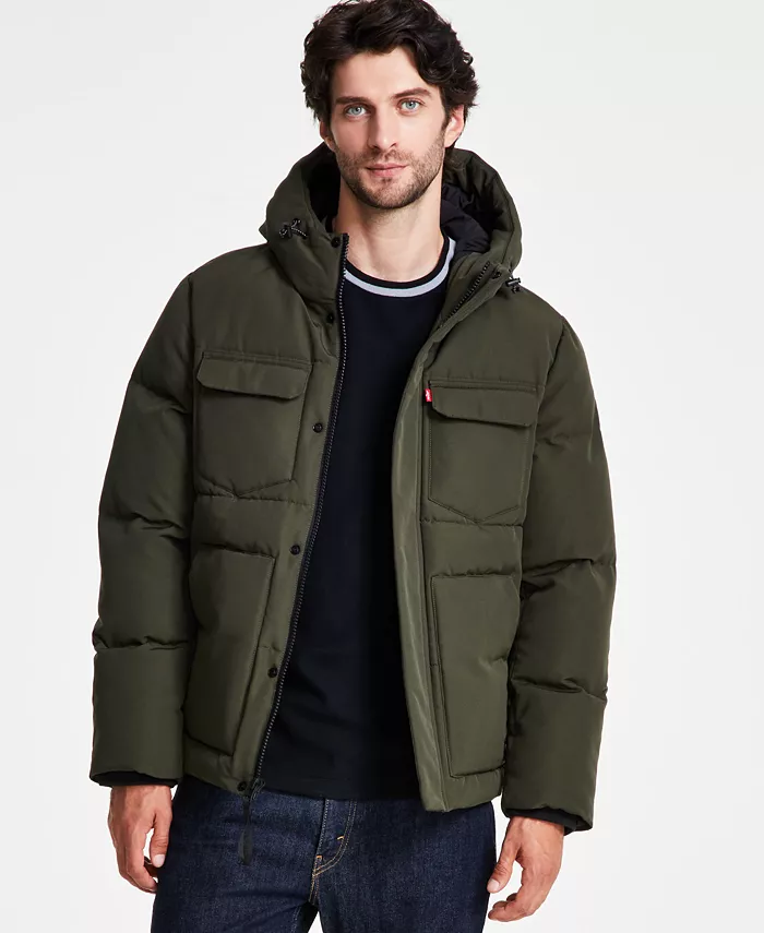 

Мужская стеганая утепленная куртка с капюшоном Puffer Levi's, зеленый