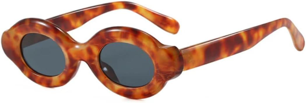 

Солнцезащитные очки для мужчин и женщин - защита UV400 - маленькие овальные линзы в стиле панк, яркие, для занятий спортом на открытом воздухе и вождения DSVIGF, Amber Gray