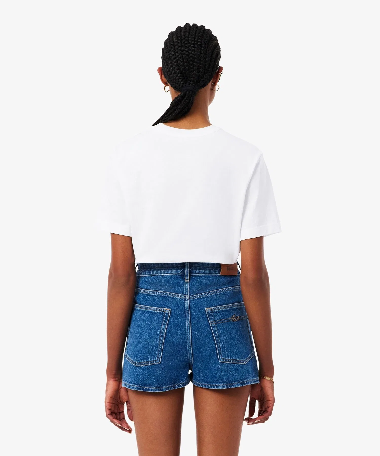 Футболка LACOSTE из пима-хлопка с логотипом, женская, базовая, белая — фото 3