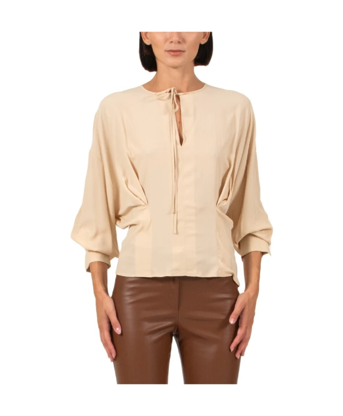 

Блузка из крепдешина кремового цвета Semicouture, бежевый