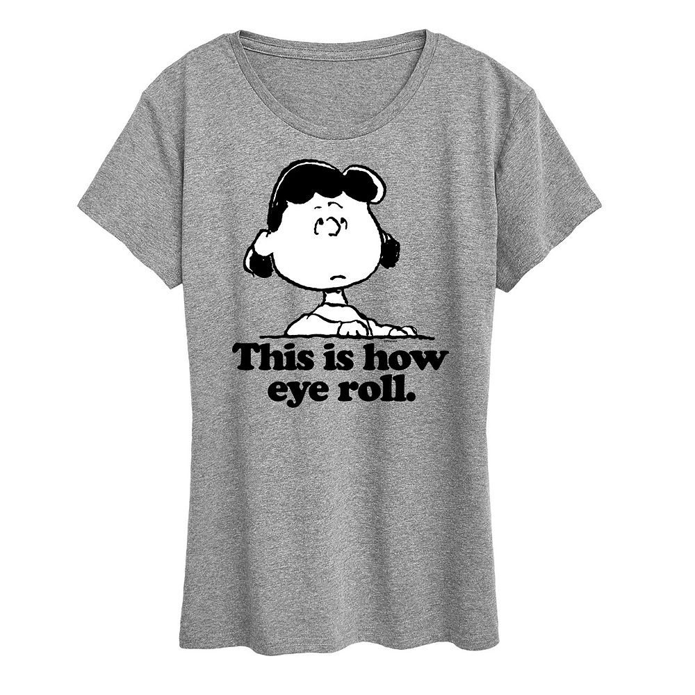 

Женская футболка Peanuts Lucy This Is How с рисунком, закатывающим глаза Licensed Character, цвет Heather Gray