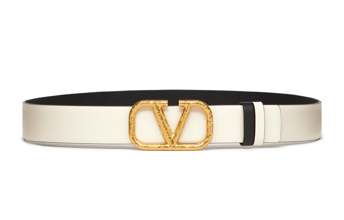 

Valentino Кожаный ремень женский двусторонний с гладкой пряжкой, White/Black