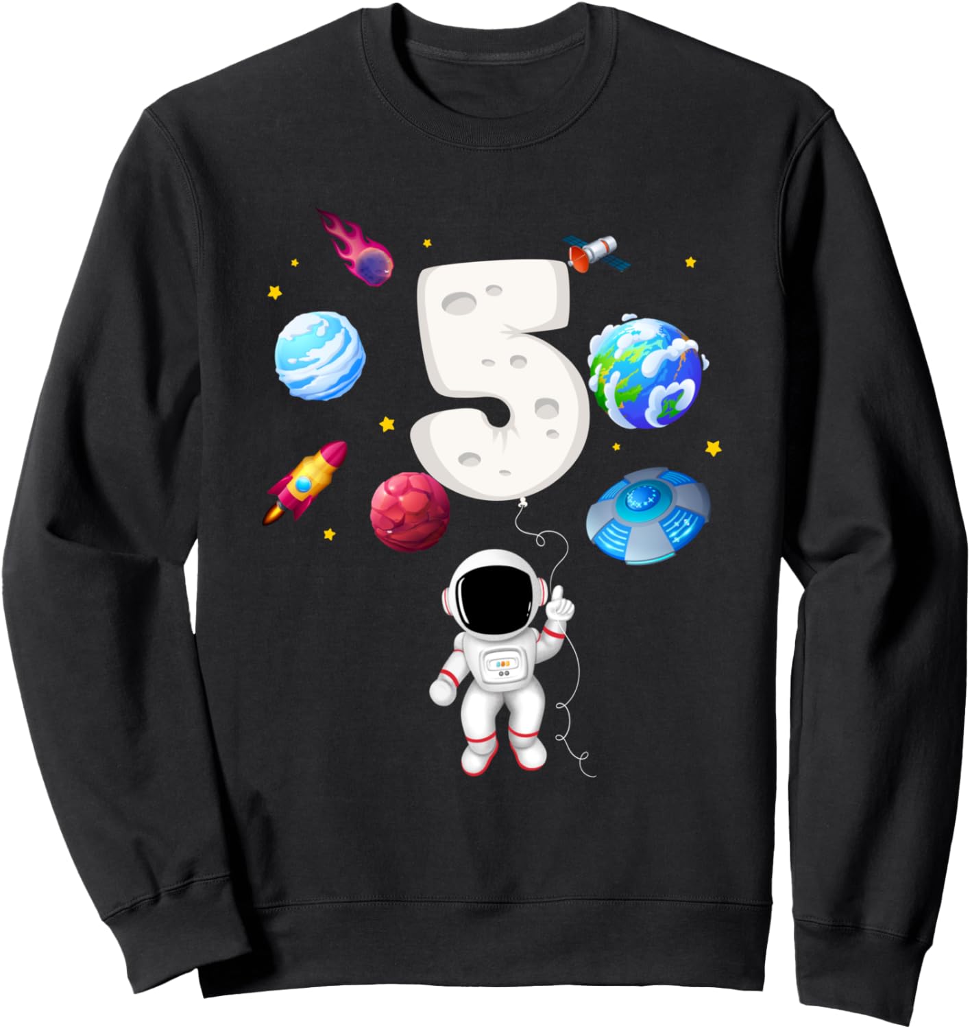 

Пятилетний костюм космонавта для вечеринки в честь дня рождения пятилетнего ребенка. Толстовка с астрономической тематикой Matching Family Astronaut Birthday Space Gift Shop, черный