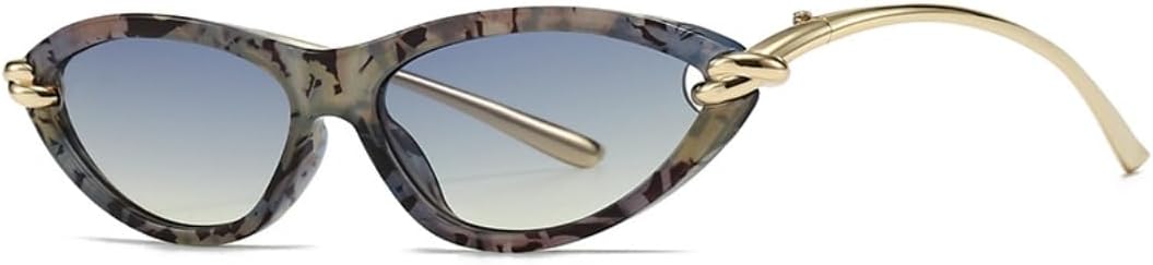 

Женские солнцезащитные очки «кошачий глаз» маленького овального размера, роскошные, в винтажном стиле панк, с металлическим покрытием, защита от УФ-излучения UV400 TOIPASTN, C8greenyellow