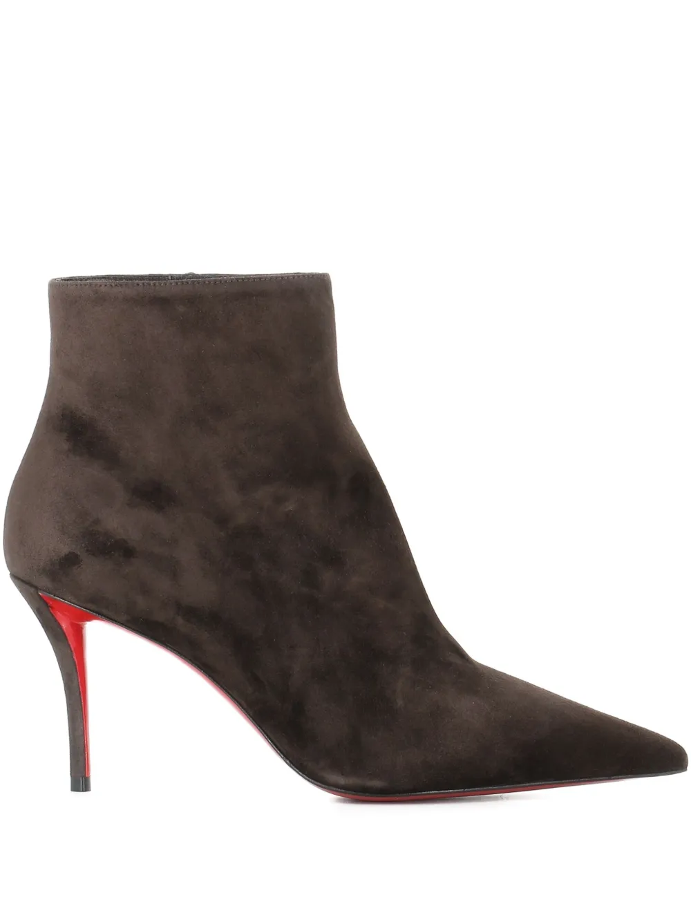 Замшевые ботильоны Miss Z Booty на каблуке 80 мм Christian Louboutin, коричневый