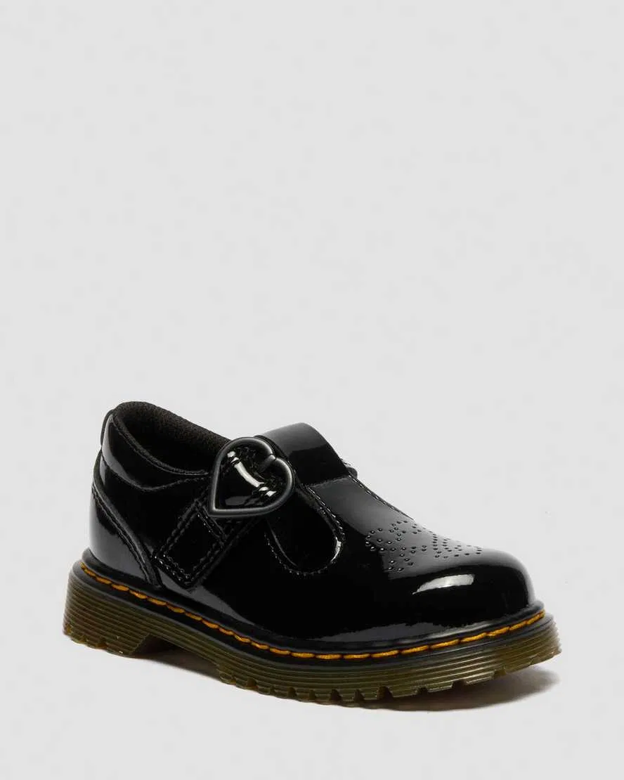 Детские лакированные туфли Polly II с сердечком Dr Martens, черный