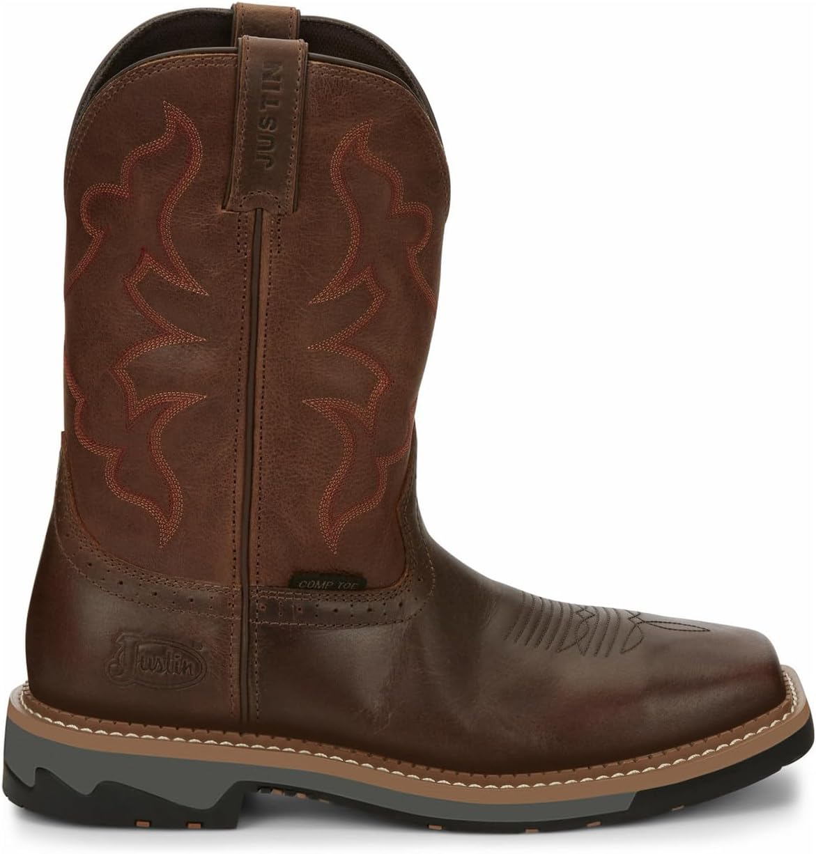 Мужские ботинки Justin Men's Boot Barn Carbide Western Work с композитным носком - Mj2201, коричневый — фото 2