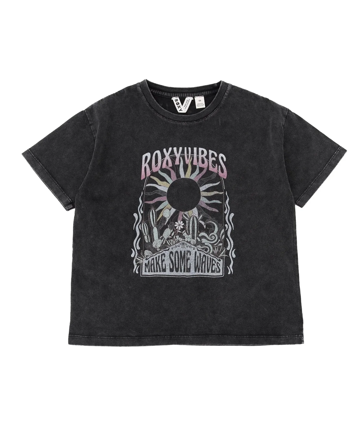 Детская футболка ROXY MINI ROXY VIBES с принтом чёрная