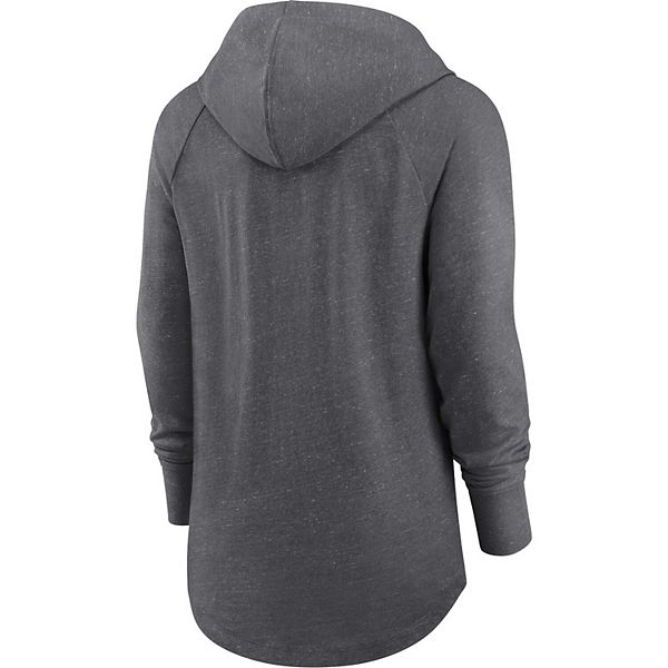 Женский свитшот с капюшоном и воротником-воронкой heather charcoal green bay packers raglan Nike — фото 4
