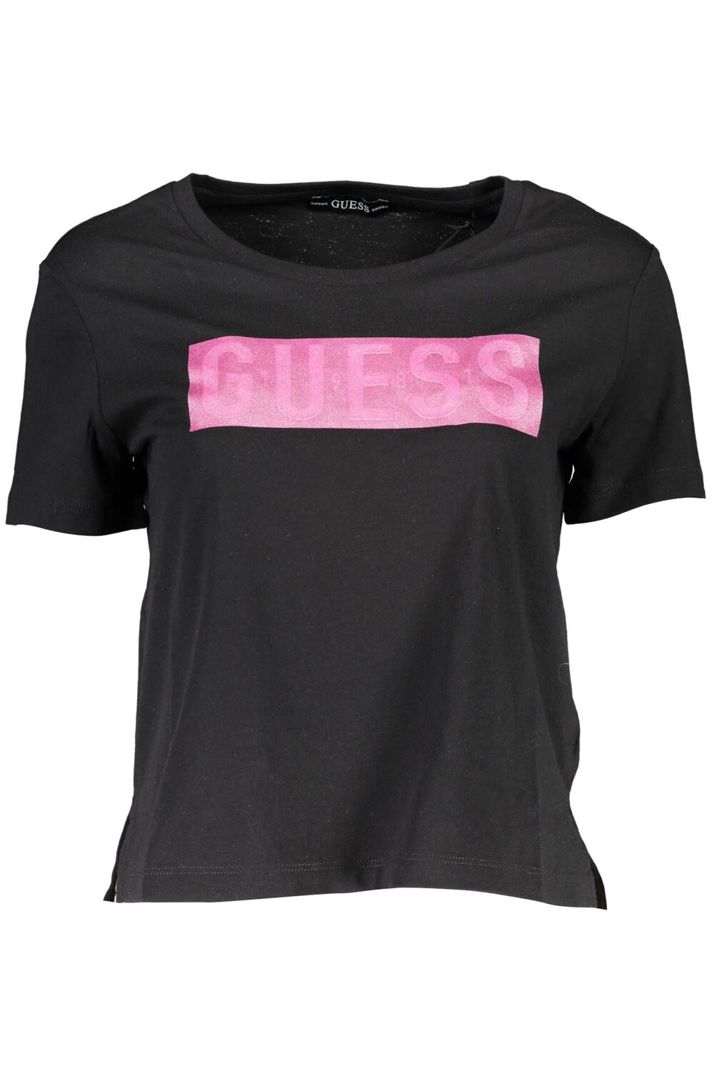 

Черная хлопковая женская футболка Guess Shoes