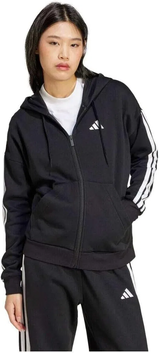 Женская флисовая кофта на молнии adidas, Black — фото 3