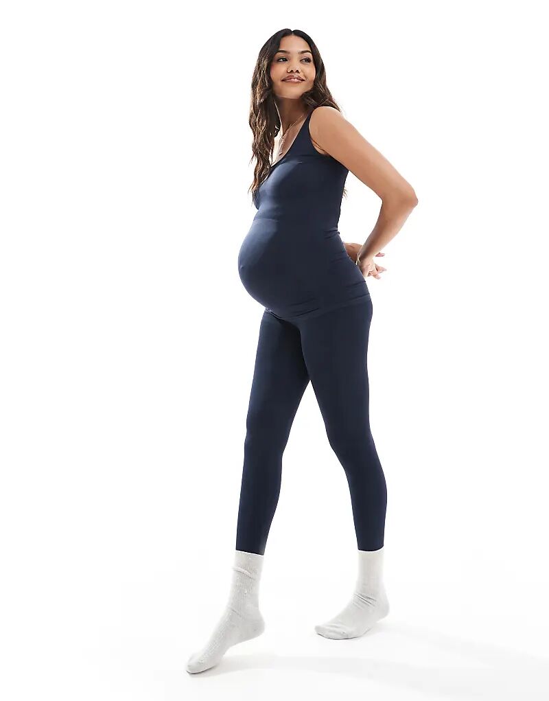 

Комплект бесшовных леггинсов для беременных Mamalicious Maternity цвета темного сапфира Mama.Licious