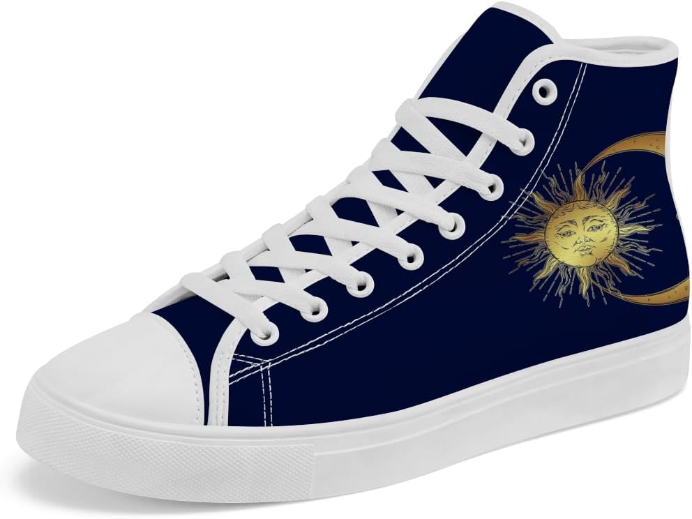 

Высокие кеды из холста Sun and Moon, высокие кроссовки на шнуровке, повседневная обувь для женщин и мужчин Chebing, 611 Blue