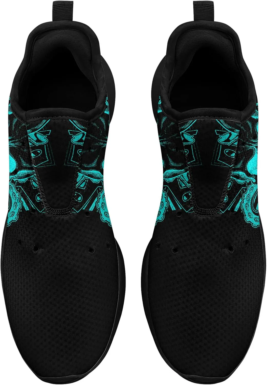 

Мужские кроссовки Skull Walking из сетчатого материала для бега по дорогам, легкие и дышащие, для тренировок, спорта, тенниса и ходьбы, хеллоуинские кроссовки Coolcustomize, черный/синий