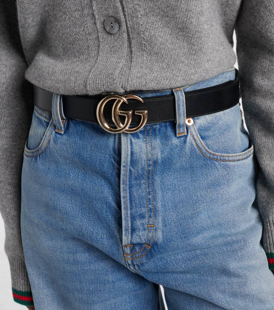 Реверсивный кожаный ремень GG Gucci, Beige Ebony/Black — фото 4