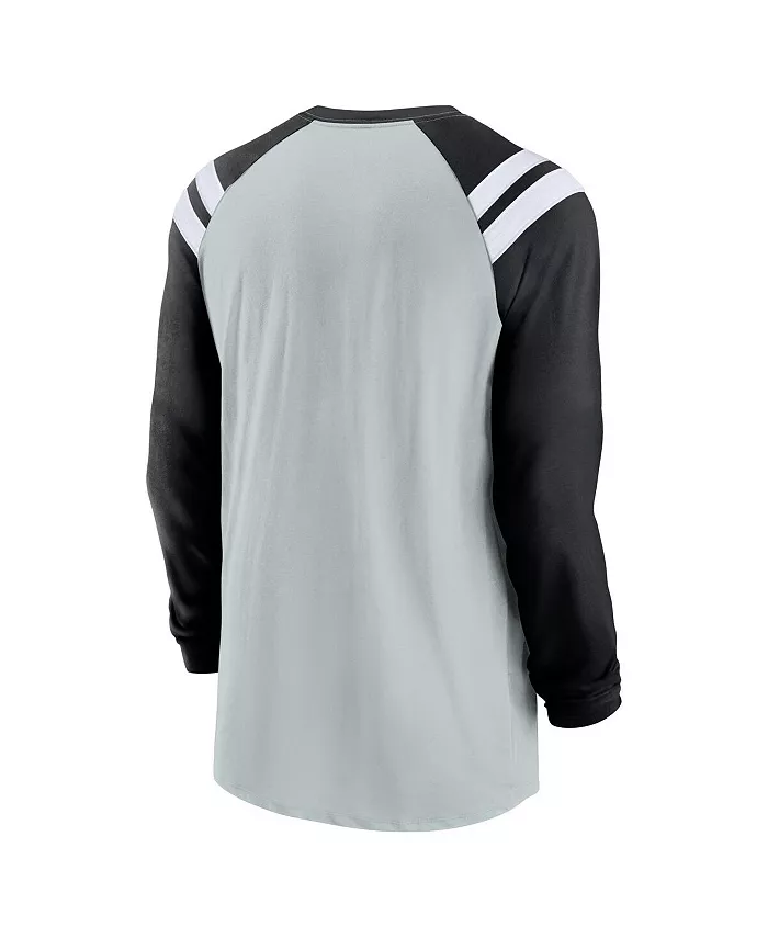 Мужская футболка с длинным рукавом Las Vegas Raiders Classic Arc Raglan Tri-Blend, цвет серебристый и черный Nike — фото 3