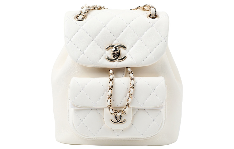 

CHANEL Раннеосенний рюкзак из овчины Duma, женский, белый