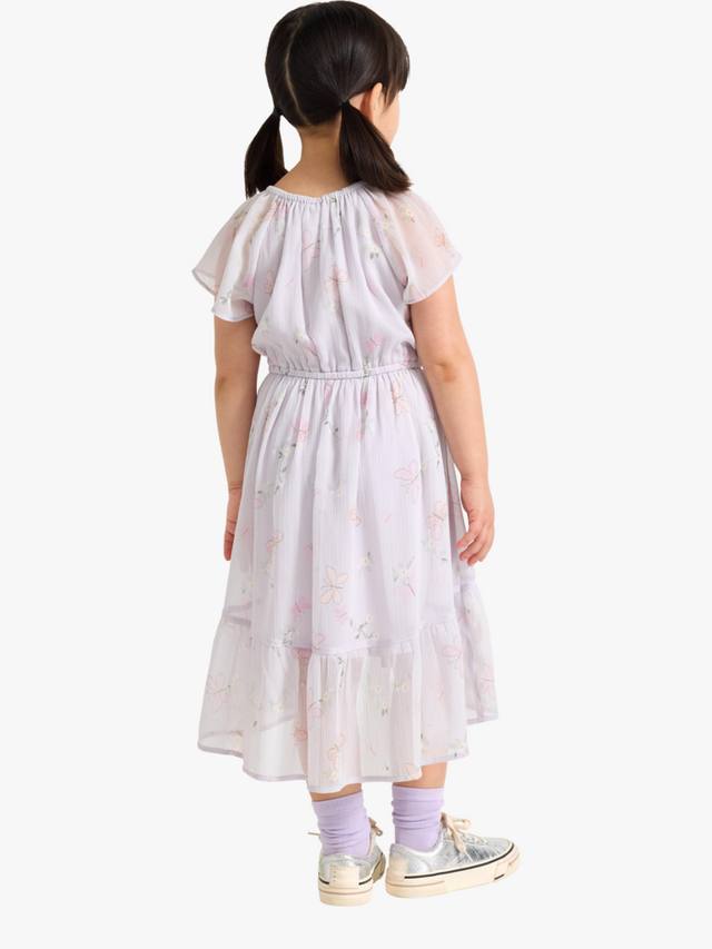 Детское платье из шифона с цветочным принтом и ярусами Lindex, Light Dusty Lilac — фото 2