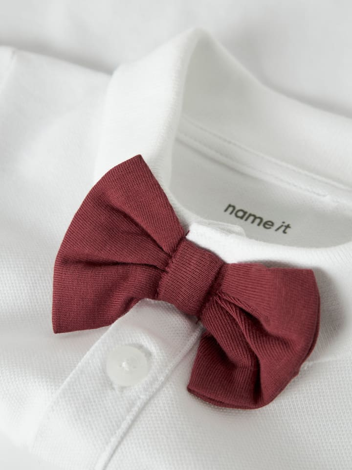 Рубашка поло с бабочкой NMMROGULA LS POLO ярко-белого цвета name it — фото 4