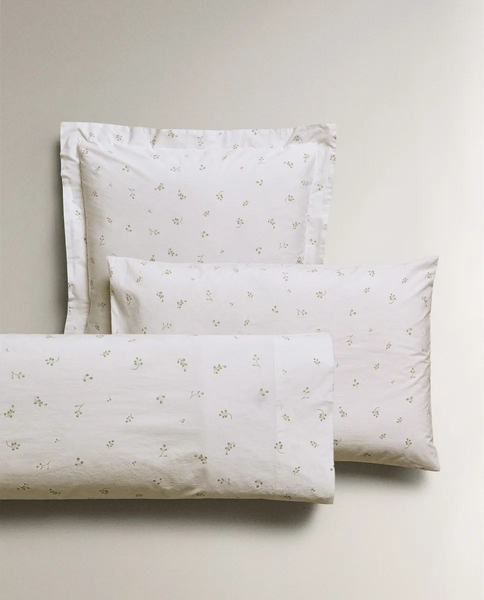 

Наволочка с принтом листьев Zara Home, цвет Oyster White