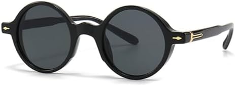 

Ретро круглые панк-солнцезащитные очки для женщин, модные градиентные оттенки, защита от УФ-излучения UV400, мужские солнцезащитные очки с заклепками MTZJH, Black Grey