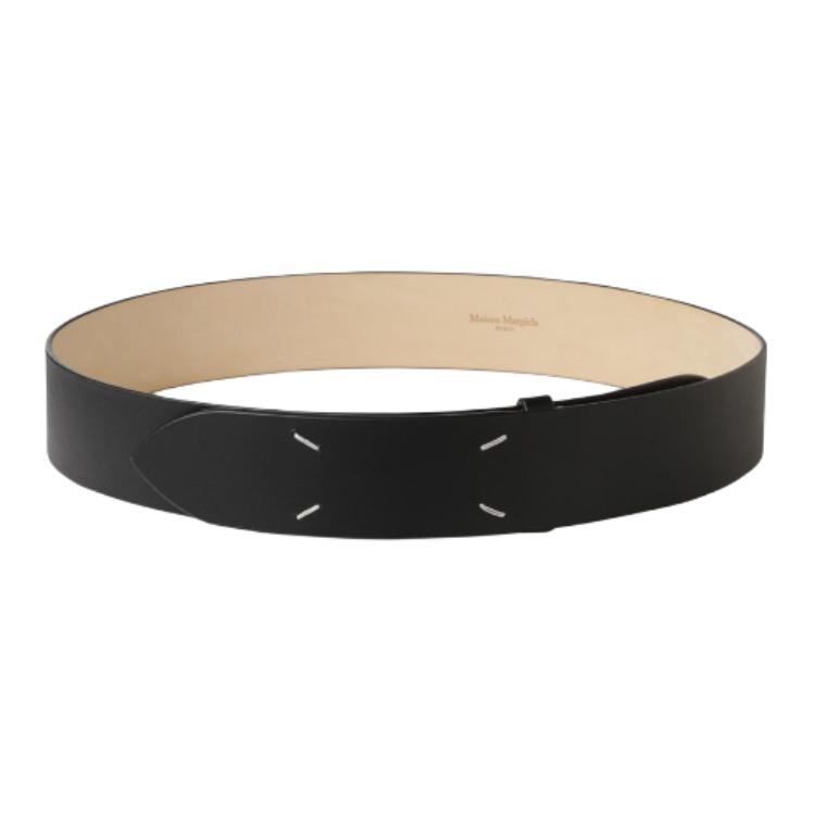 

Maison Margiela Женский черный ремень из телячьей кожи шириной 4,5 см, Black