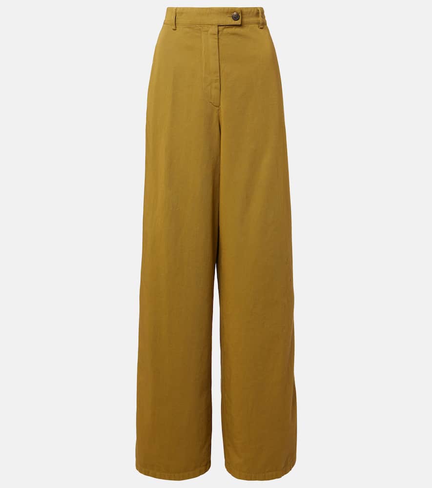 

Хлопковые брюки с высокой талией и широкими штанинами Dries Van Noten, L.Khaki