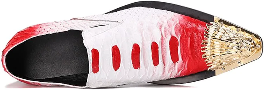 

Мужские туфли-лоферы Santimon из натуральной кожи, без шнурков, с металлическим драконьим мысом, эстетичные, для формальных мероприятий и банкетов, белый