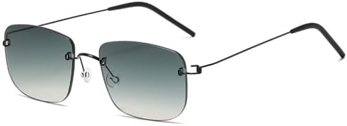 

Солнцезащитные очки без оправы 2026 года для женщин и мужчин, квадратной формы, сверхлегкие, без оправы, с градиентным переходом цвета и защитой от УФ-излучения MTZJH, Gradient Green