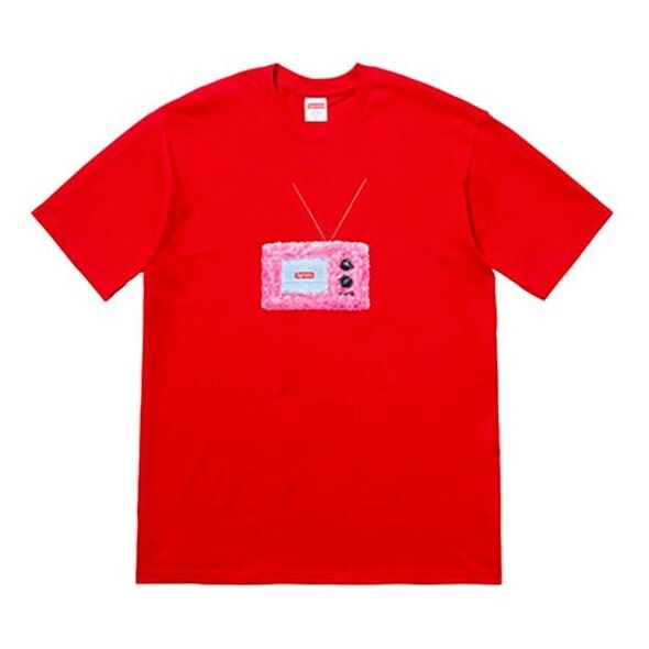 

Футболка ss18 tv tee red printing short sleeve Supreme, красный