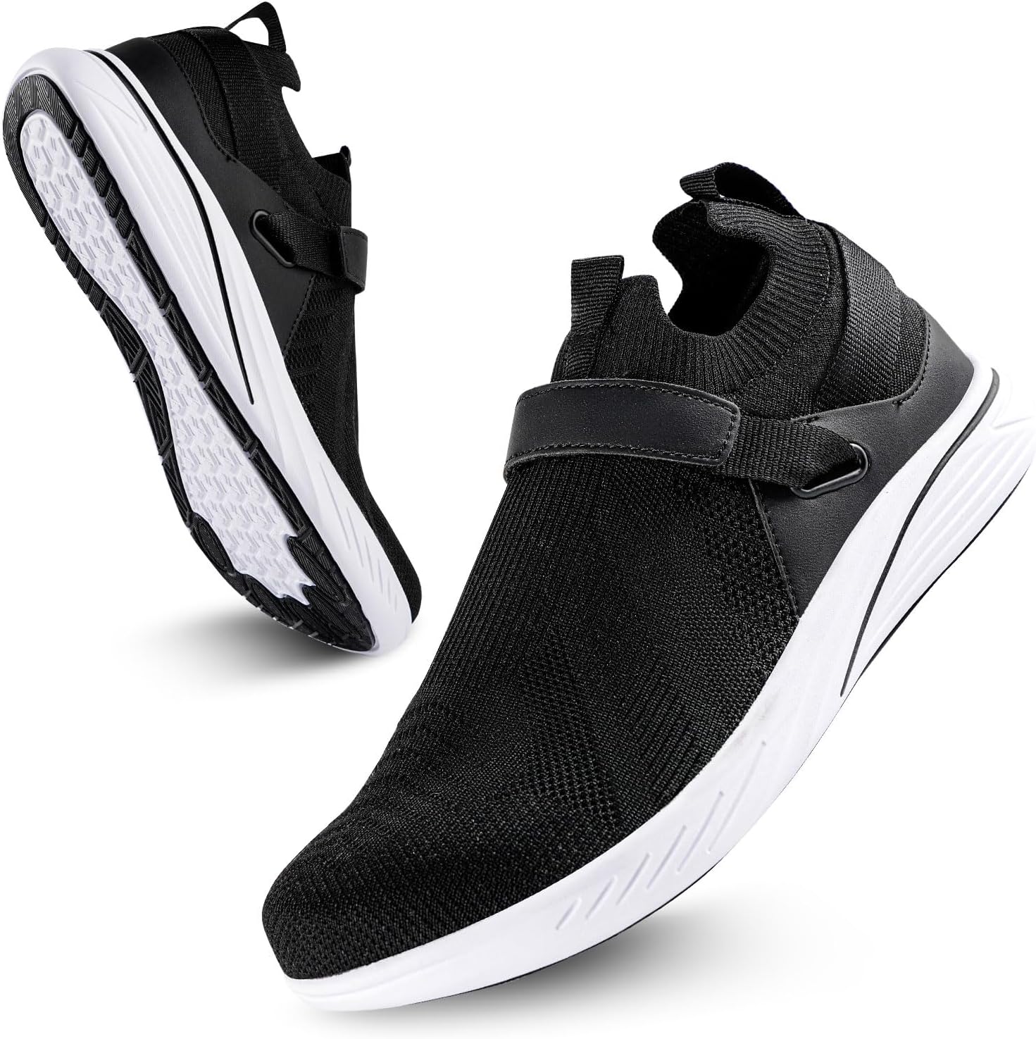 

Мужские кроссовки для ходьбы, с широкой носочной частью, без подъема, легкие минималистичные слипоны для ношения в помещении и на улице Rosrabit, черный