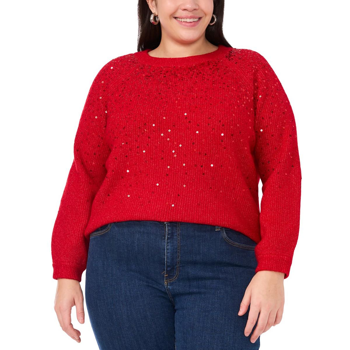 

Плюс женский трикотажный свитер с пайетками Vince Camuto, цвет luminous red