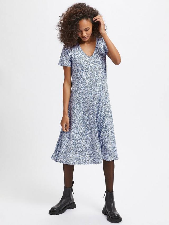 

Миди-платье из джерси с цветочным рисунком molly KAFFE, цвет Pale Blue/White