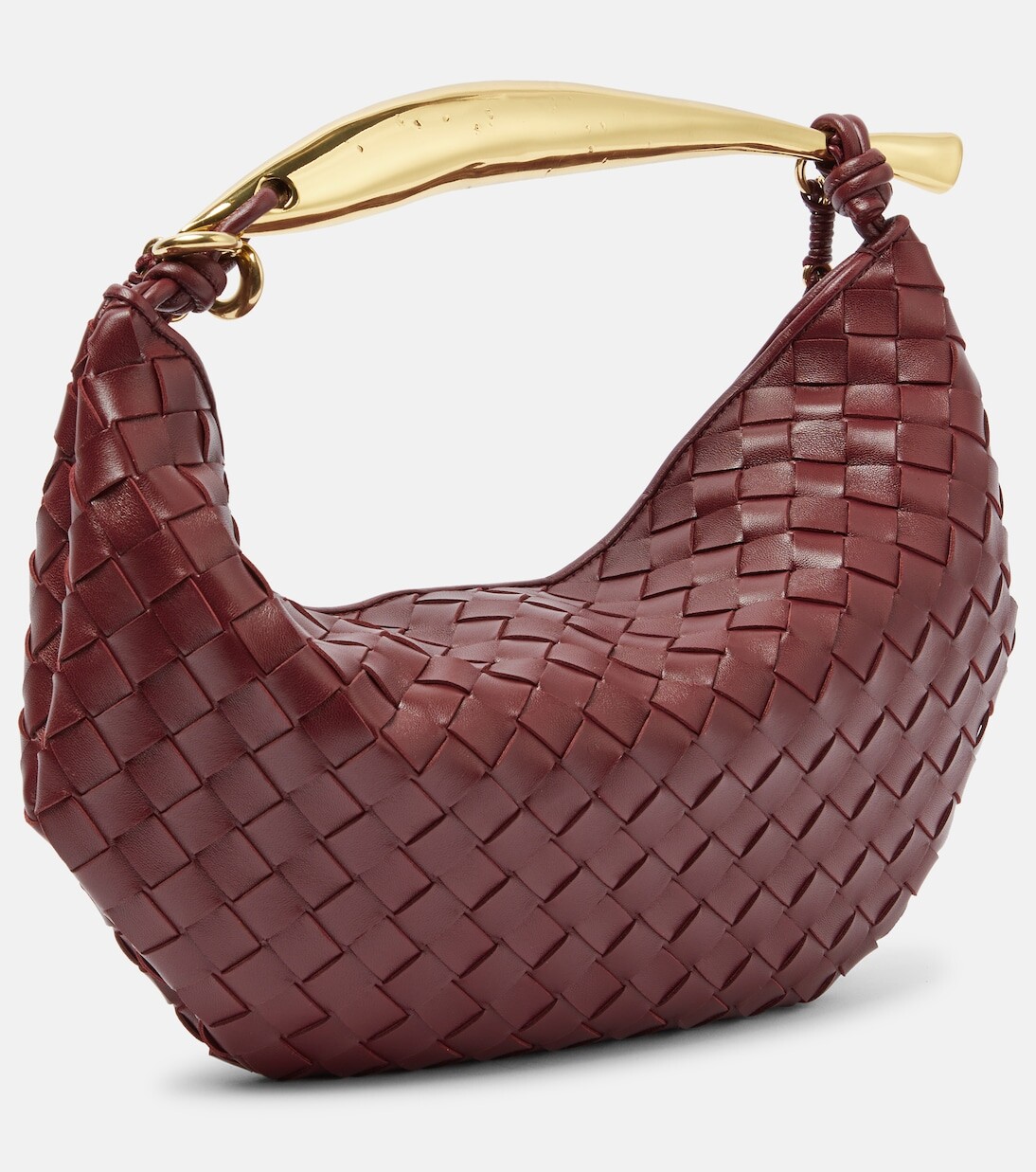 Маленькая кожаная сумка-тоут sardine Bottega Veneta, красный — фото 4