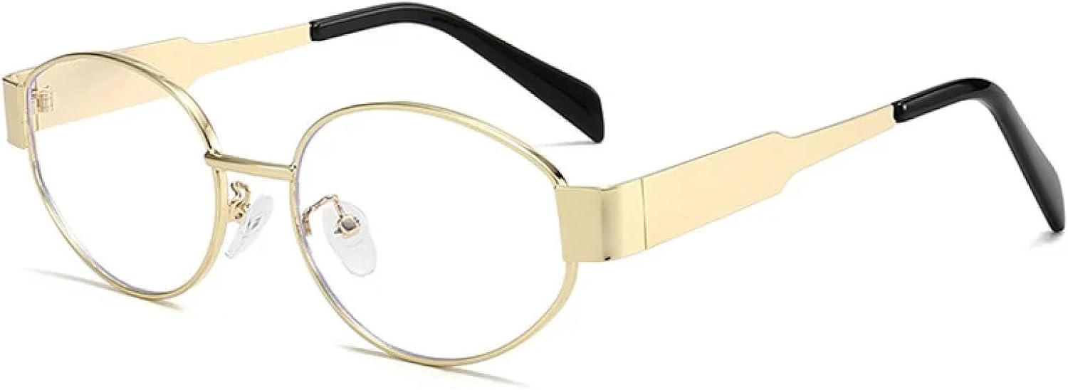 

Овальные солнцезащитные очки в металлической оправе для женщин, модные, с прозрачными линзами с градиентом «океан», защита от УФ-излучения UV400 для мужчин HHZZYVY, Golden Clear