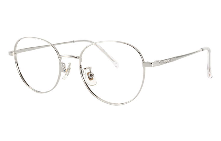 

MUZU Унисекс овальные очковые оправы из сплава, Silver-C03 & Plano Blue Light Blocking Lens