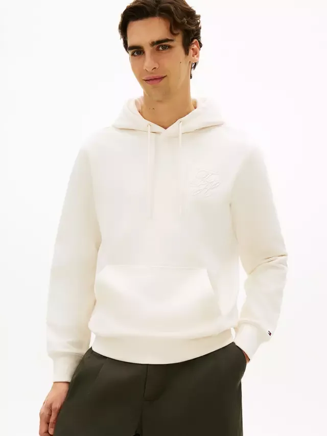 Хлопковая толстовка с логотипом в тон, бежевая Tommy Hilfiger