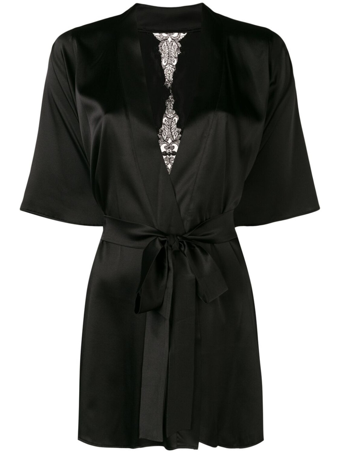 

Fleur Of England халат Onyx с кружевом, черный
